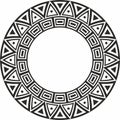 Native American vector round monochrome pattern Royalty Free Stock Photo