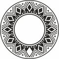 Native American vector round monochrome pattern. Royalty Free Stock Photo