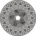 Native American vector round monochrome pattern. Royalty Free Stock Photo
