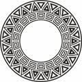 Native American vector round monochrome pattern. Royalty Free Stock Photo