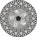 Native American vector round monochrome pattern. Royalty Free Stock Photo