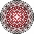 Native American vector round red and black pattern. Geometric shapes in a circle. Royalty Free Stock Photo
