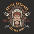 Native american vintage flyer colorful Royalty Free Stock Photo