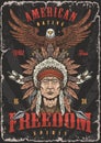 Native american vintage poster colorful Royalty Free Stock Photo