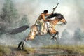 Warrior on Jumping Horse Royalty Free Stock Photo