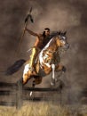 Warrior on Jumping Horse Royalty Free Stock Photo