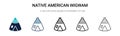 Native american wigwam icon in filled, thin line, outline and stroke style. Vector illustration of two colored and black native