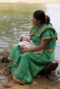 Native american woman with baby, Indian