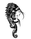 Native american woman chief vector portrait Royalty Free Stock Photo