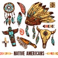 Native Americans Decorative Icon Set Royalty Free Stock Photo
