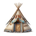 Native americans house cliaprt, 3d cartoon style. Indians hut isolated. Royalty Free Stock Photo
