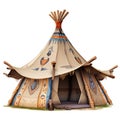 Native americans house cliaprt, 3d cartoon style. Indians hut isolated. Royalty Free Stock Photo