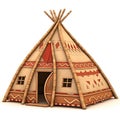 Native americans house cliaprt, 3d cartoon style. Indians hut isolated. Royalty Free Stock Photo