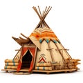 Native americans house cliaprt, 3d cartoon style. Indians hut isolated. Royalty Free Stock Photo