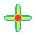 Native Americans sun Zia symbol. Isolated vector icon