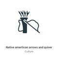 Native amertican arrows and quiver vector icon on white background. Flat vector native amertican arrows and quiver icon symbol Royalty Free Stock Photo