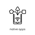 Native apps icon. Trendy modern flat linear vector Native apps i