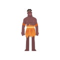 Native Black Skinned Man in Traditional Costume, Australian Aborigine Cartoon Character Vector Illustration