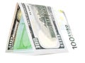 Native currency folded in half, money hut, banknote corner isolated Royalty Free Stock Photo