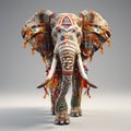 Native Elephant In Conceptual Digitalism Vibrant Attire And Intricate Layering