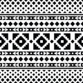 Native ethnic seamless pattern. Aztec tribal geometric vector background. Pixel pattern in black and white color.