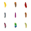 Native feather icon set, flat style