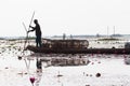 The native fisherman started working early in the boat in the morning in Thailand Royalty Free Stock Photo