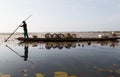 The native fisherman started working early in the boat in the morning in Thailand Royalty Free Stock Photo