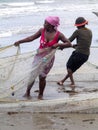 Native fishermen pull the nets , Antsiranana, Madagascar