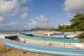 Native fishing boats beach corn island nicara Royalty Free Stock Photo