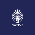 Native girl logo design, vector