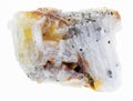 native gold in rough quartz stone on white