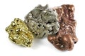 Gold, silver and copper nuggets Royalty Free Stock Photo