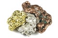 gold, silver and copper nuggets Royalty Free Stock Photo