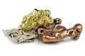 Gold, silver and copper nuggets Royalty Free Stock Photo