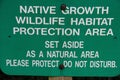 Native Growth Wildlife Habitat Protection Area Sign Royalty Free Stock Photo