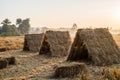 The native hut was built as a tourist accommodation and is a cottage built from rice straw used to feed animals after the harvest Royalty Free Stock Photo