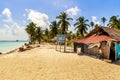 Native huts at Beautiful San Blas Island at politically autonomous Guna territory in Panama