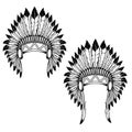 Native indian chief headdress on white background. Vector Royalty Free Stock Photo