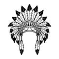 Native indian chief headdress on white background. Vector Royalty Free Stock Photo