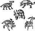 Native indian shoshone tribal drawings. Animals Royalty Free Stock Photo