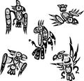 Native indian shoshone tribal drawings. Birds
