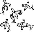 Native indian shoshone tribal drawings. Whales Royalty Free Stock Photo