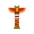 Native Indian totem pole vector Illustrationon a white background Royalty Free Stock Photo