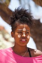 Native Malagasy Sakalava ethnic girls, beauties with decorated face Royalty Free Stock Photo