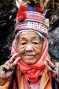 Native old woman in her colorful costume