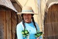 Native People at Uros Floating Islands in Lake Titicaca. Peru