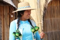 Native People at Uros Floating Islands in Lake Titicaca. Peru