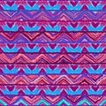 Native seamless watercolor artistic boho style colorful square pattern. Royalty Free Stock Photo