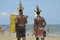 Native south american indians on the beach